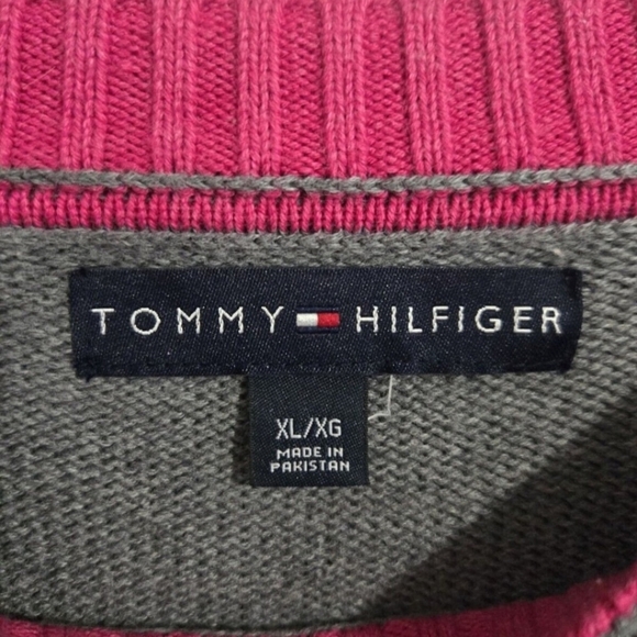 Tommy Hilfiger Vintage Knitted Sweater Unisex L/XL Retro 90s Y2K Gray Cotton - Picture 7 of 11